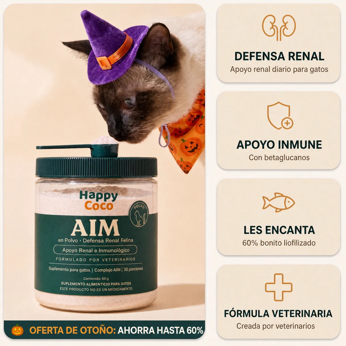 HappyCoco AIM en polvo para gatos: defensa renal