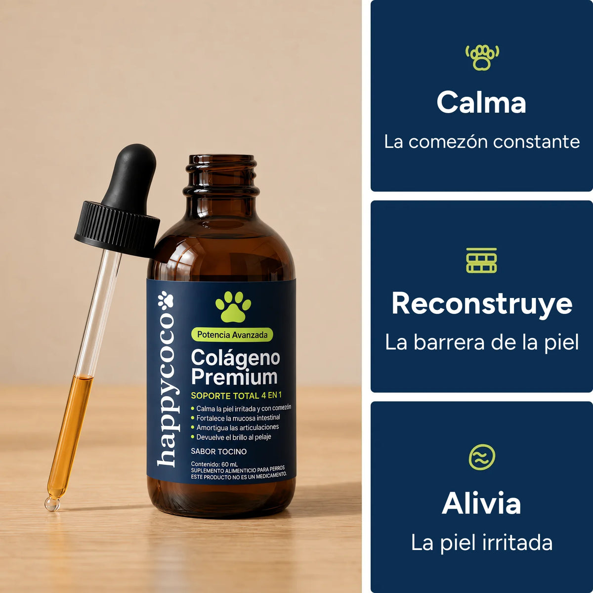 Colágeno Premium 4 en 1 HappyCoco: calma, reconstruye y alivia